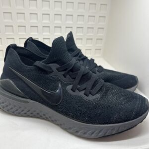 Nike Epic React Flyknit Running Shoes Womens Size 8 Black Anthracite BQ8927-001